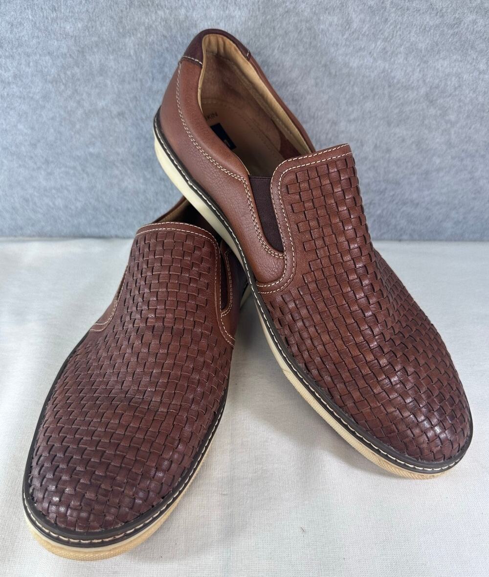 Johnson & Murphy Men's sz 12 McGuffey Woven Sheepskin Leather Sneaker Congac